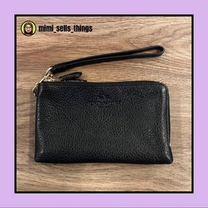 COACH Pebble Leather Double Zip Wristlet Wallet